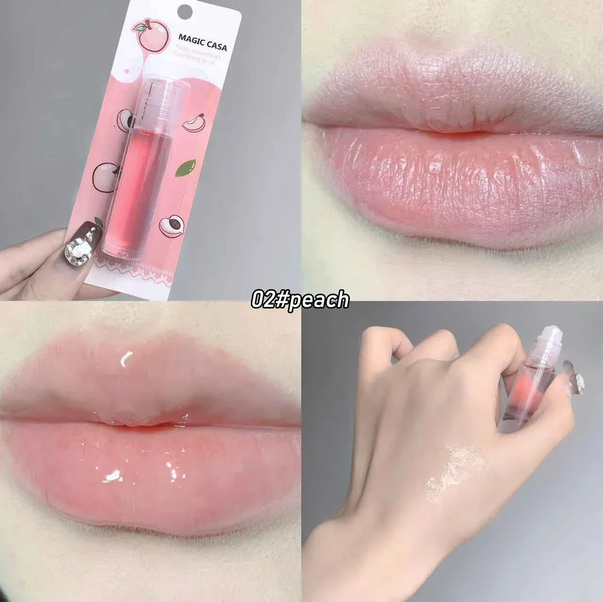Fruit Rolling Lip Oil Moisturizing Colorless Pearl Liquid Lip Balm Transparent Lips Make Up Primer Hydrating Lip Gloss Cosmetics HIP 02