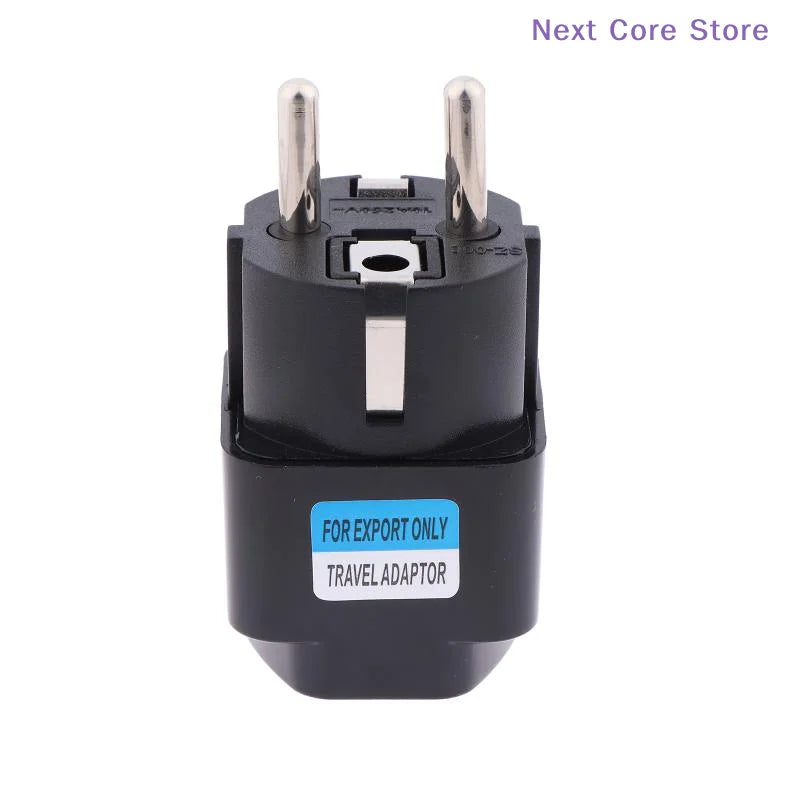 2-in-1 Universal Travel Plug Adapter Type E/F – EU Black Travel Plug Adapter HIP