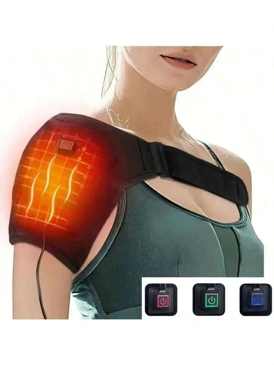 Heated Shoulder Massager – 3-Level Wearable Heating Pad Shoulder Massager HIP black