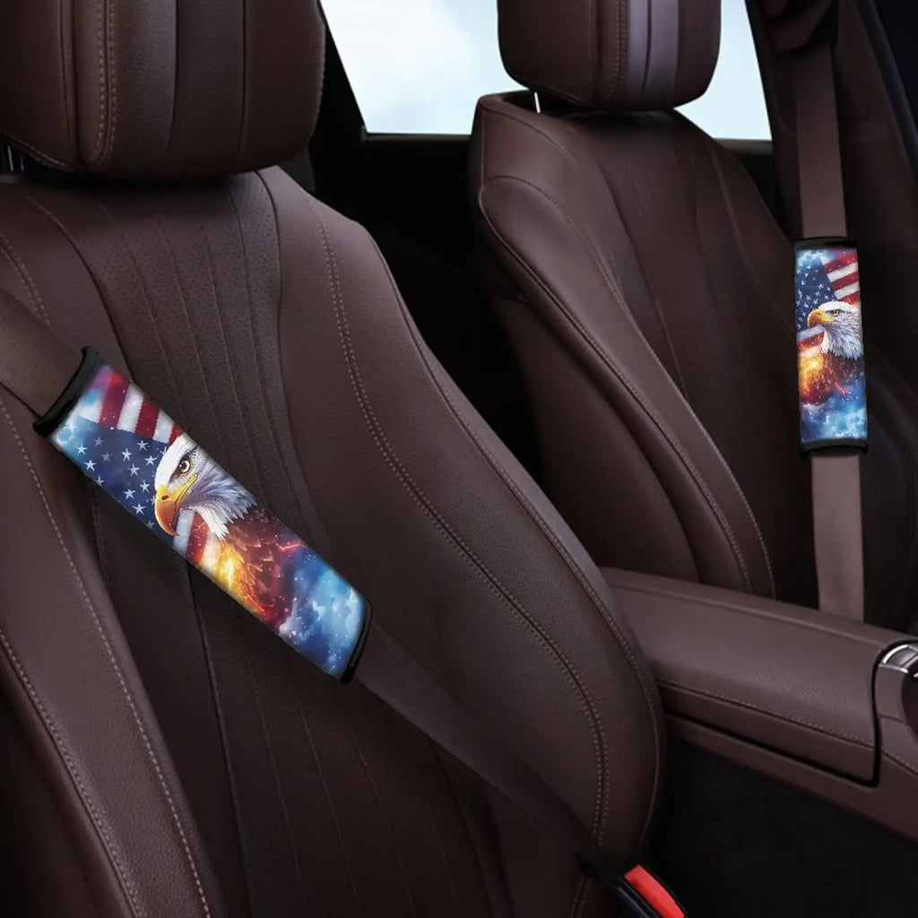 American Flag Eagle Seat Belt Shoulder Pad Covers – 2-Pack Seat Belt Pad Cover HIP