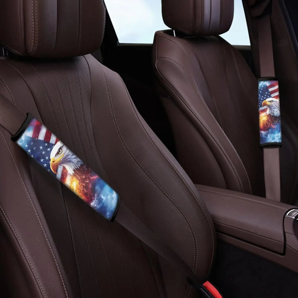 American Flag Eagle Seat Belt Shoulder Pad Covers – 2-Pack Seat Belt Pad Cover HIP