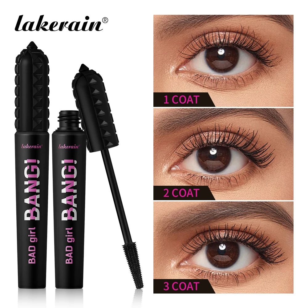 Black Waterproof Mascara 4D Lengthening Curling Volumizing Eyelash Extension Smudge Proof Long Lasting Korean Eye Makeup HIP 2pcs