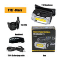 ESMARTER Magnetic Hat Clip Headlamp – 6 Modes & Digital Display LED Headlamp HIP T137-Black