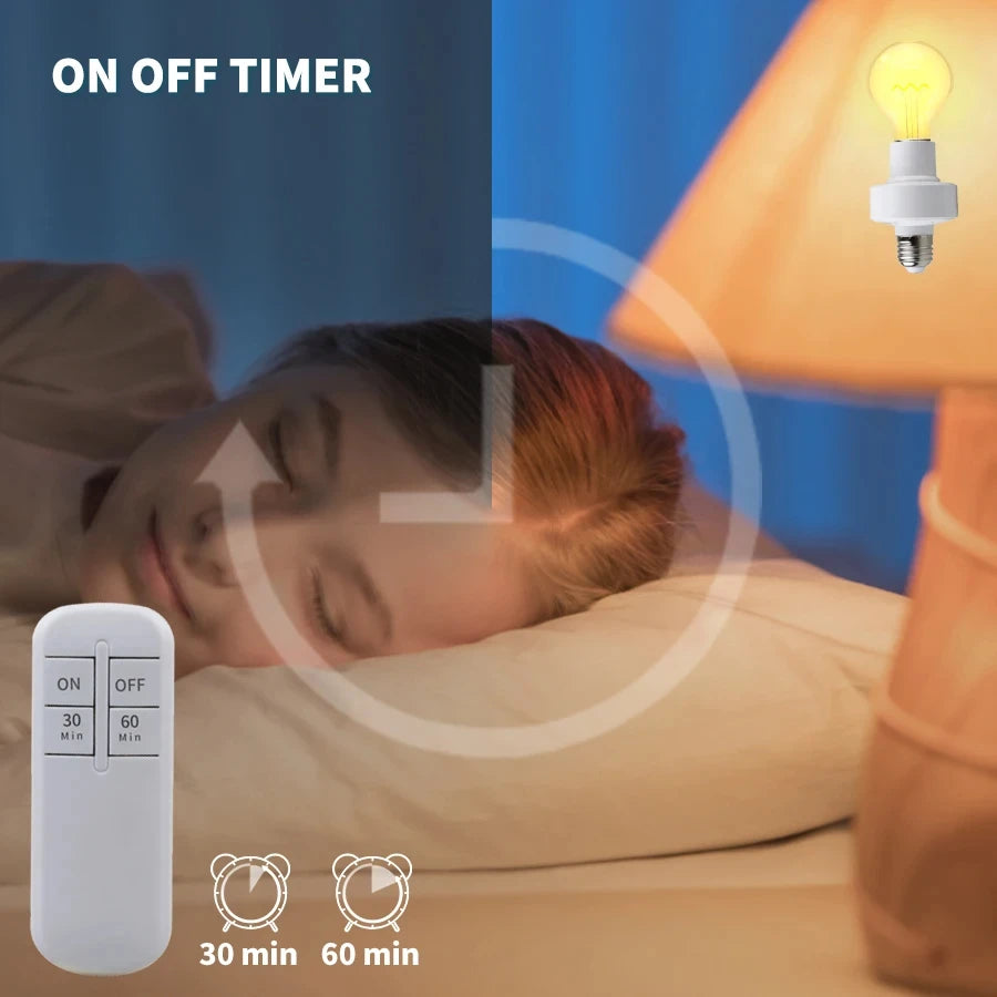 E27 Light Bulb Socket Lamp Bases With Smart Timer Switch Wireless Remote Control Lamp Holder for Pendant Lamp Ceiling Chandelier HIP