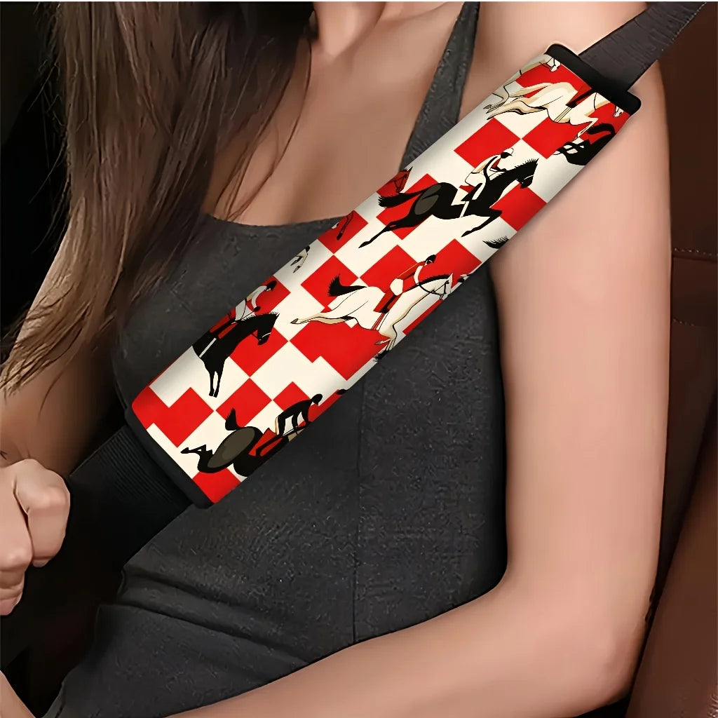 2-Pack Horse & Rider Print Car Seat Belt Shoulder Pad Covers Seat Belt Cover HIP