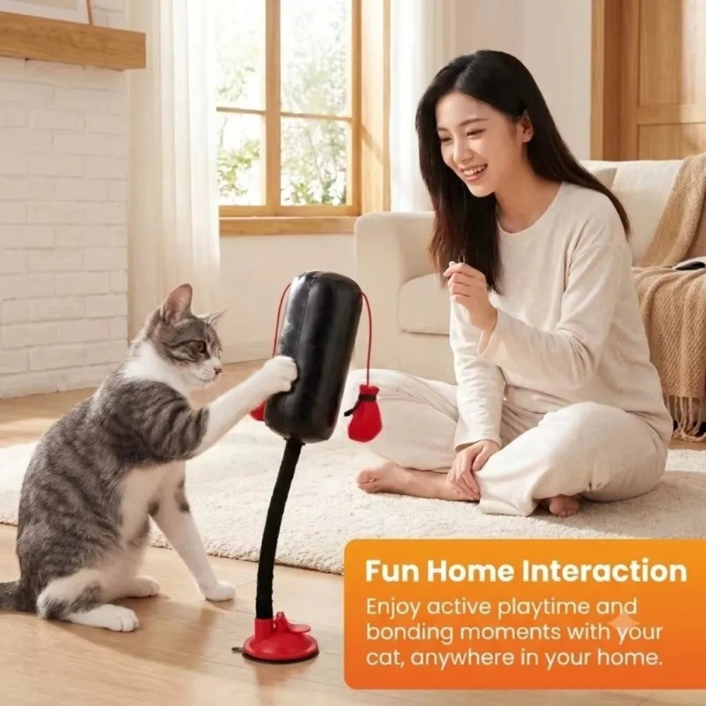 Cat Boxing Toy – Spring-Loaded Suction Cup Speed Bag Interactive Cat Toy HIP