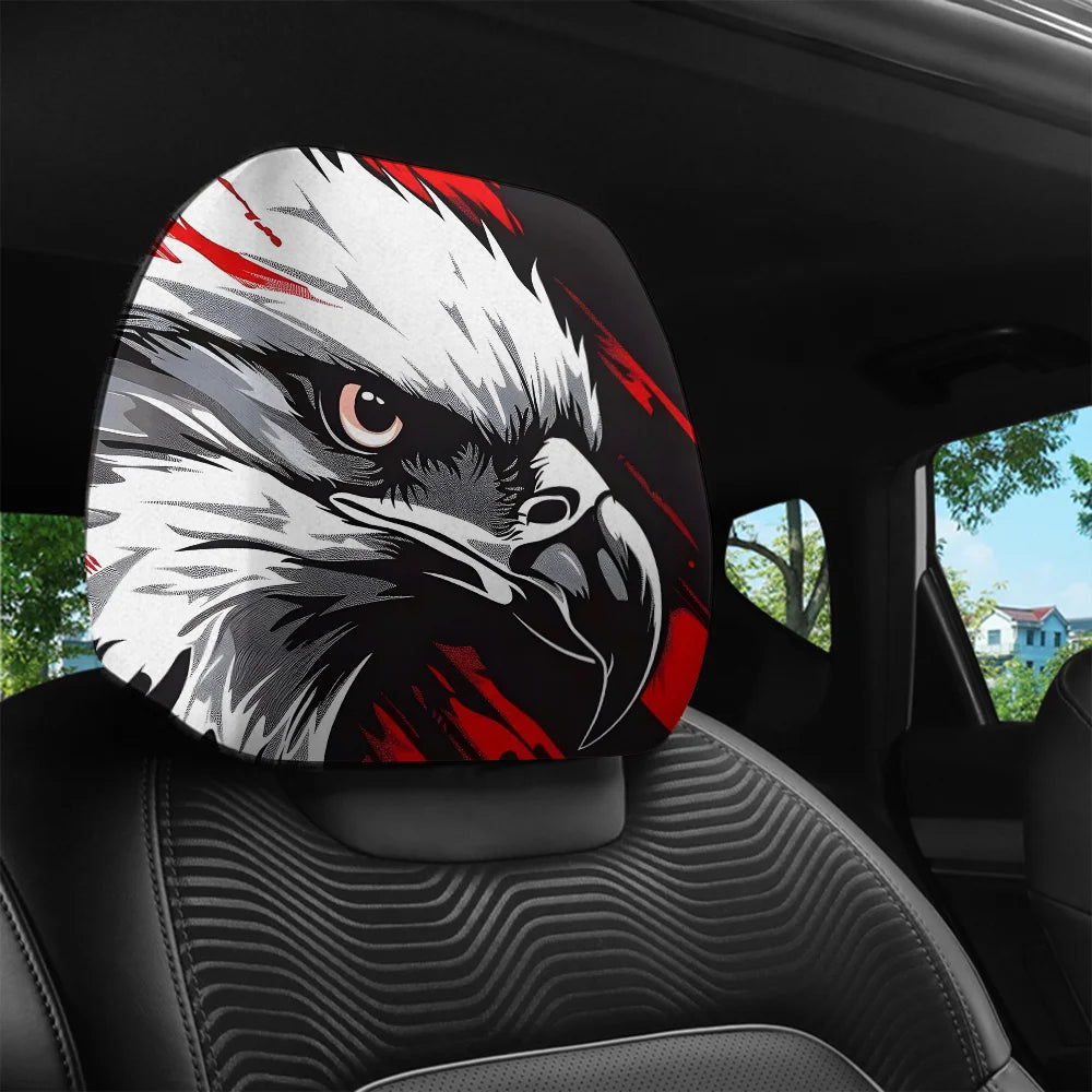 Bold Eagle Print Car Headrest Covers – Universal Set of 2 Car Headrest Covers HIP