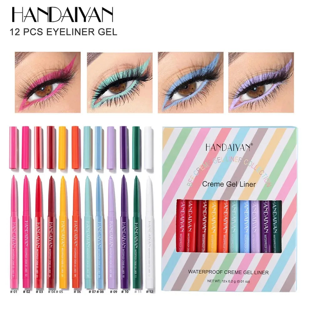 Handaiyan 12/20 Color Waterproof Gel Creme Eyeliner Pencil Set Gel Eyeliner Set HIP