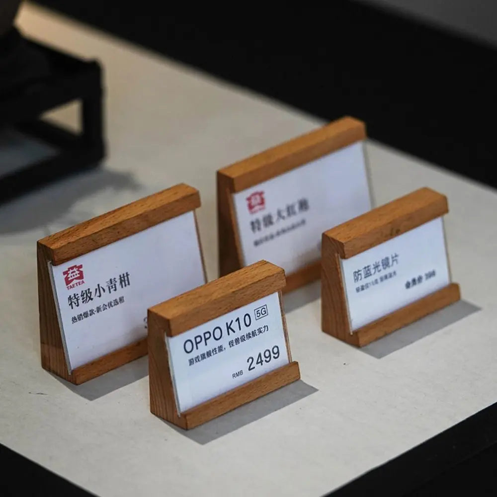 Wood Price Tag Holder Stand – Multi-Size Label Display Rack Label Display Stand HIP