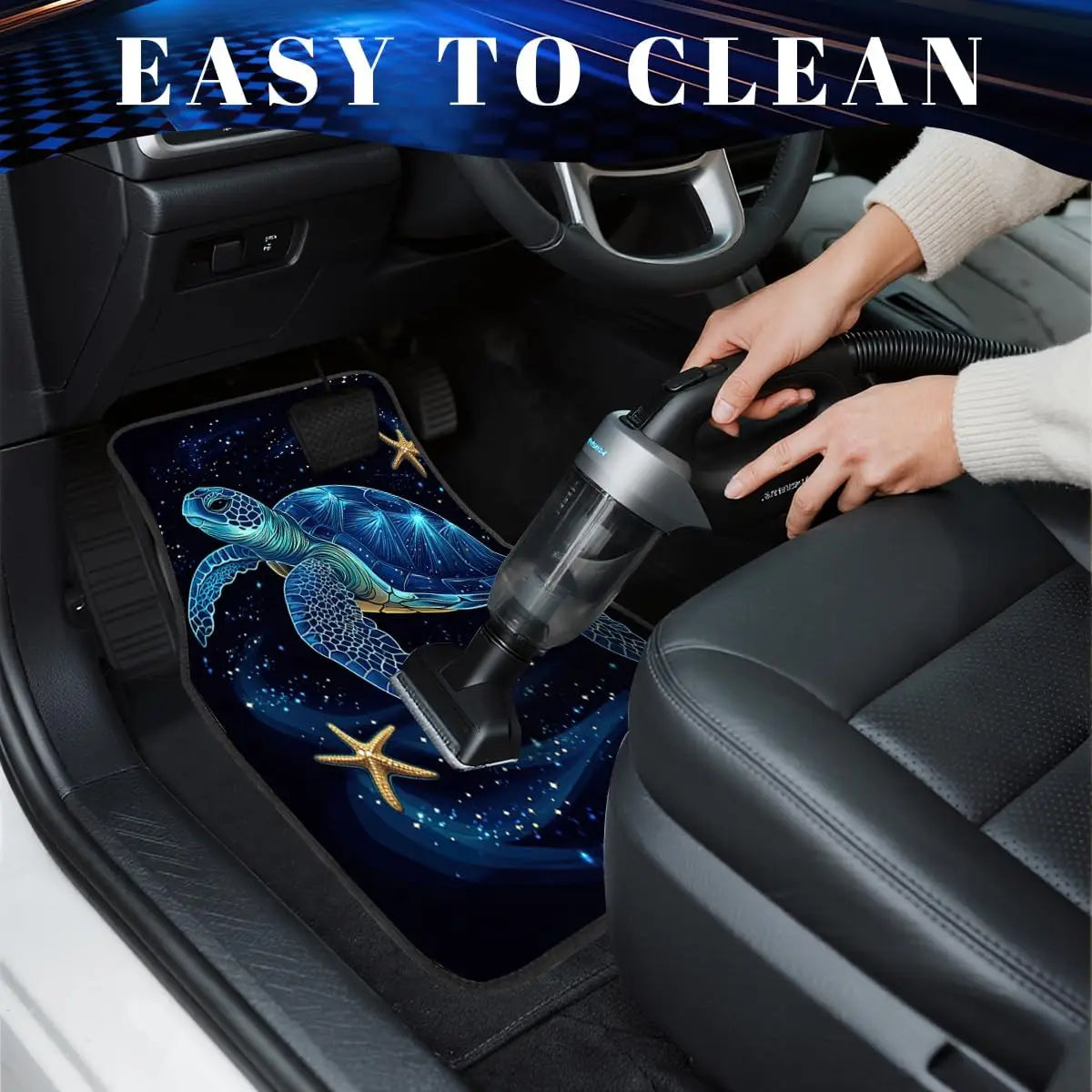 Sea Turtle & Starfish Car Floor Mats Set of 4 – Non-Slip Automotive Floor Mats HIP