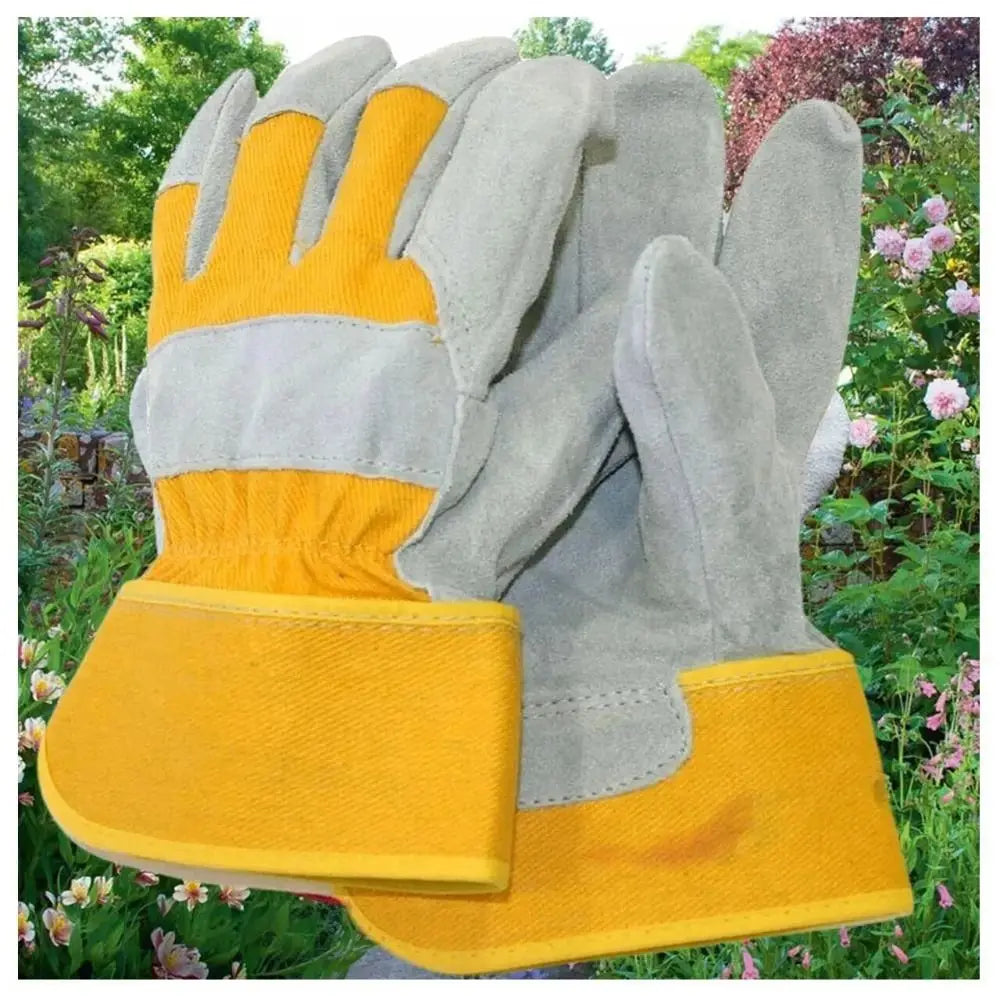 Cowhide Leather Gardening Gloves – Thorn-Proof & Heat Resistant Leather Work Gloves HIP