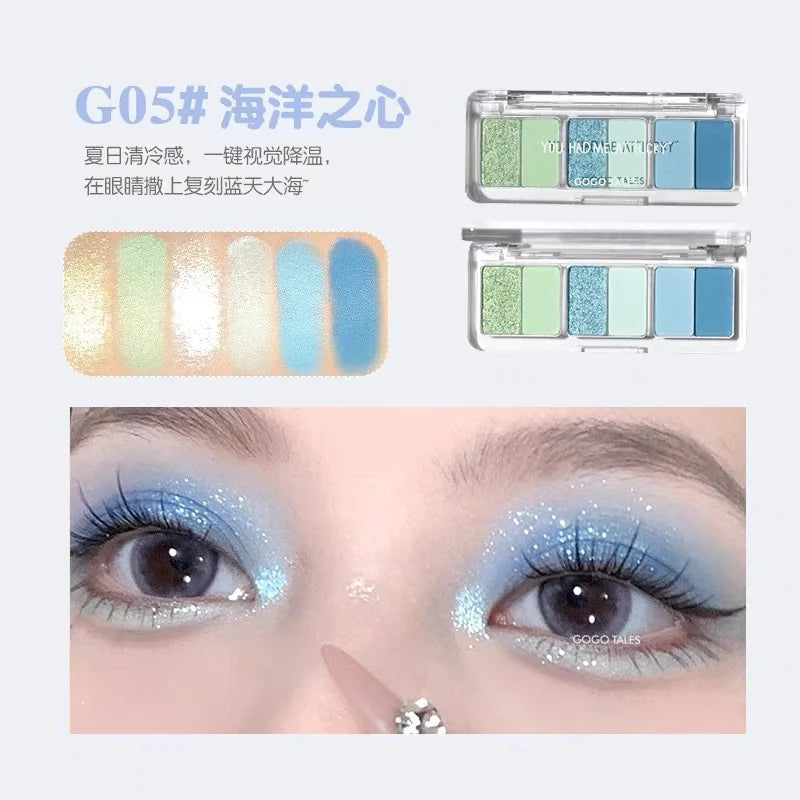 Gogotales 6-Color Eyeshadow Palette – Shimmer, Glitter & Matte Eyeshadow Palette HIP