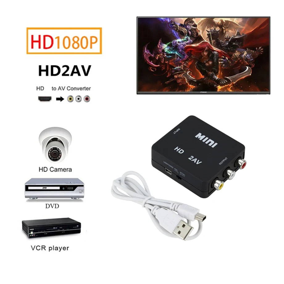 HDMI to AV Converter Adapter – Plug & Play for Game Console & Camera HDMI Signal Converter HIP