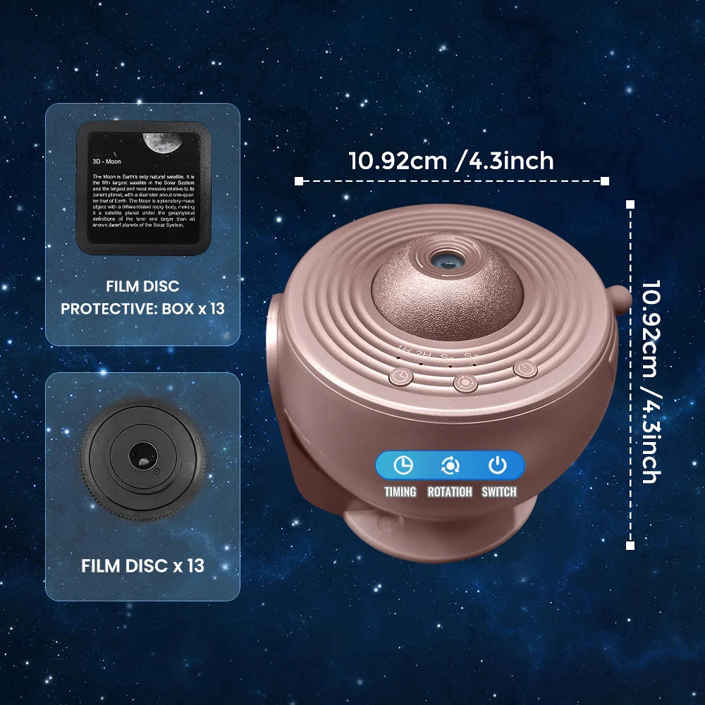 13 in 1 Star Projector, Planetarium Galaxy Projector for Bedroom, Aurora Projector, Night Light Projector for Kids Adults HIP rose gold USB Plug