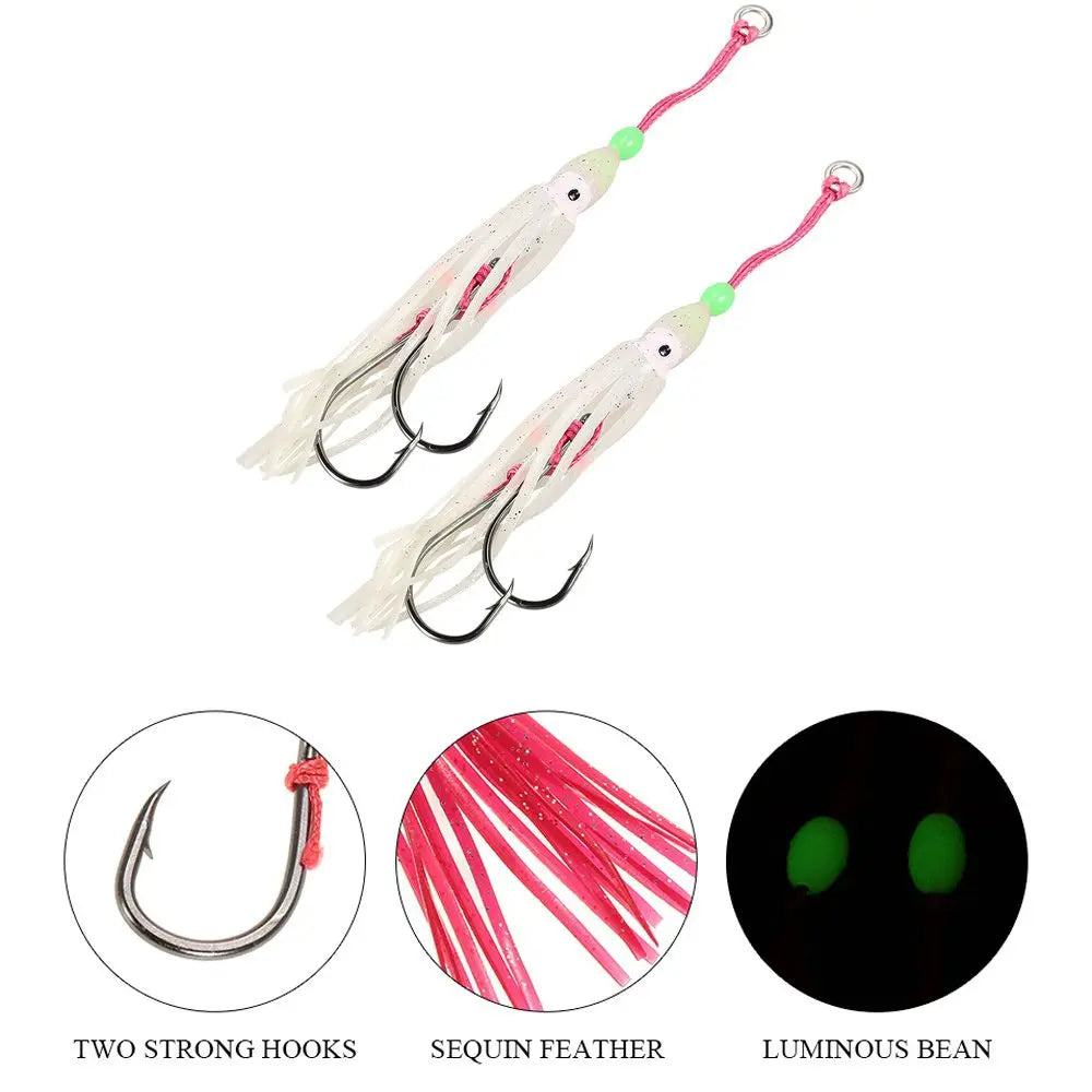 2-Pack Octopus Squid Jig Soft Fishing Lures with Hooks – 3 Sizes Soft Fishing Lure HIP