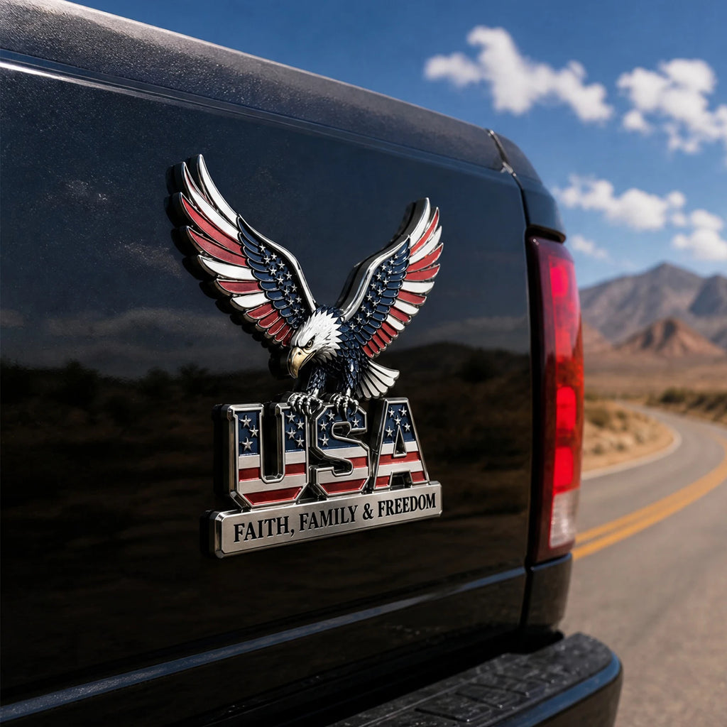 3D Metal US Army Veteran Car Emblem – Eagle & Flag Badge Vehicle Emblem Badge HIP