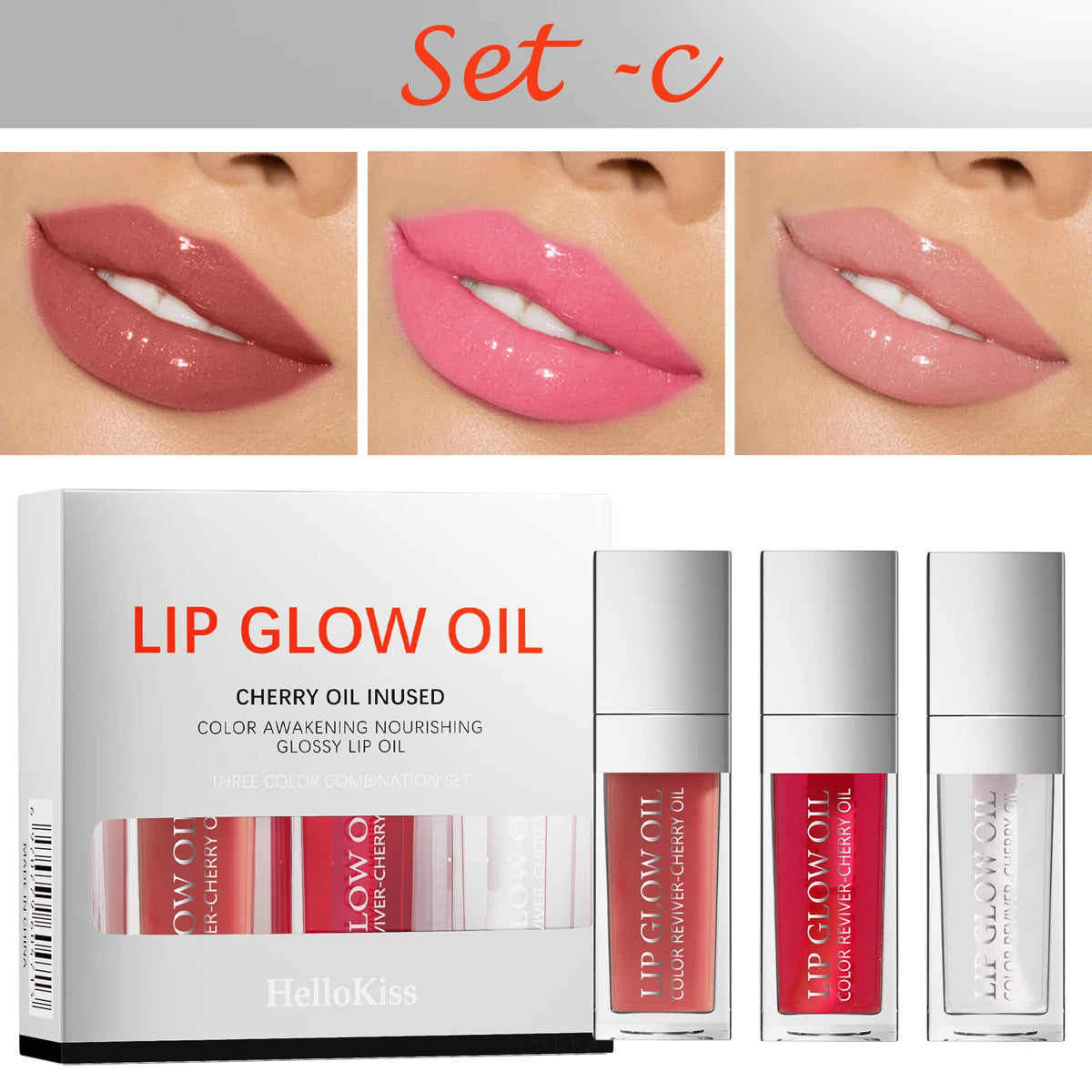 Crystal Jelly Moisturizing Lip Oil Set Plumping Lip Gloss Makeup Sexy Plump Lip Glow Oil Tinted Lip Plumper Set HIP 9901-C