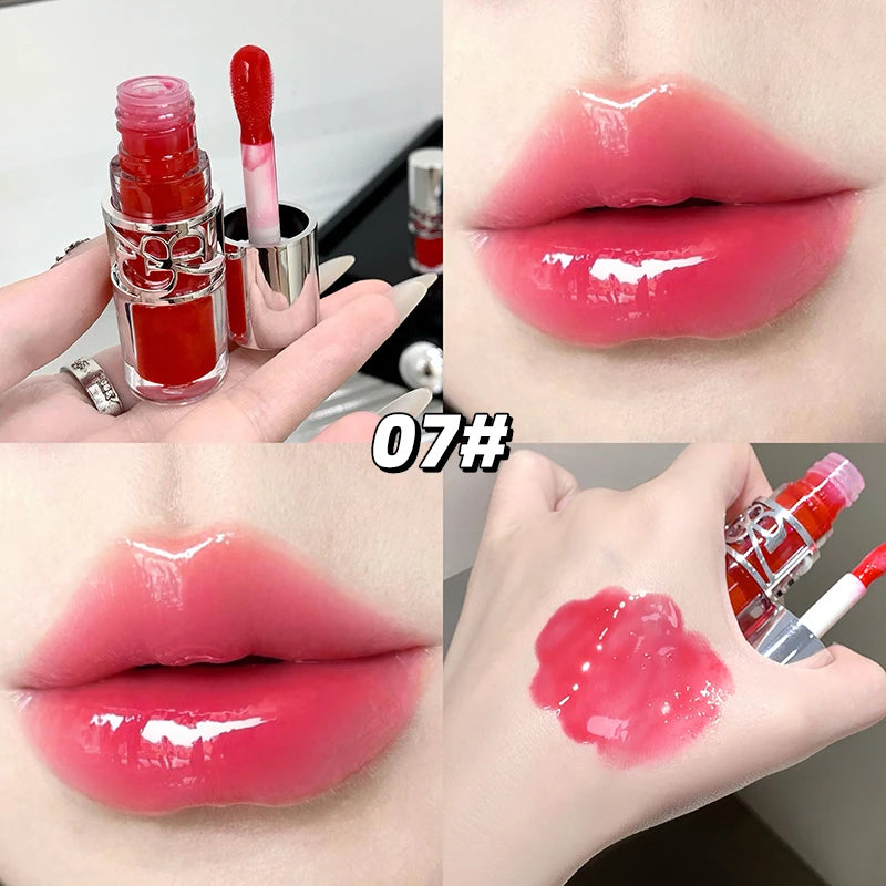Clear Glass Gray Coffee Shine Lip Gloss Mirror Watery Moisturize Plumper Long Lasting Lip Tint Juicy Lip Oil Gloss Stain Makeup HIP 07