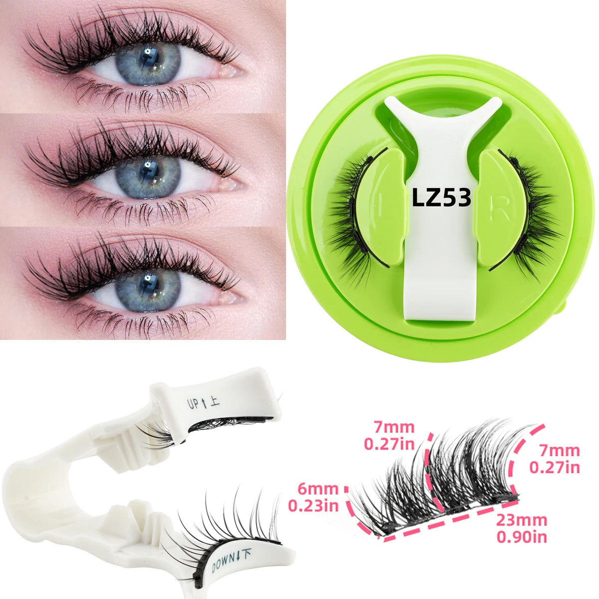 Magnetic Eyelashes 1 Pair Reusable 3D Glue-free Waterproof False Eyelashes Natural False Eyelashes and Magnetic Tweezers Set HIP LZ53