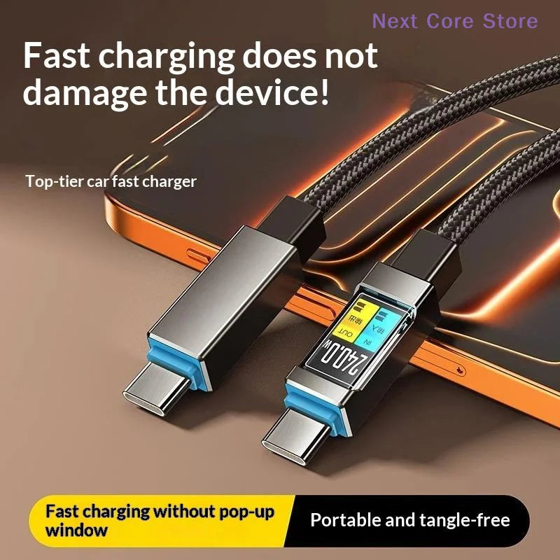 240W USB-C to USB-C Fast Charging Cable | Digital Display USB-C Charging Cable HIP