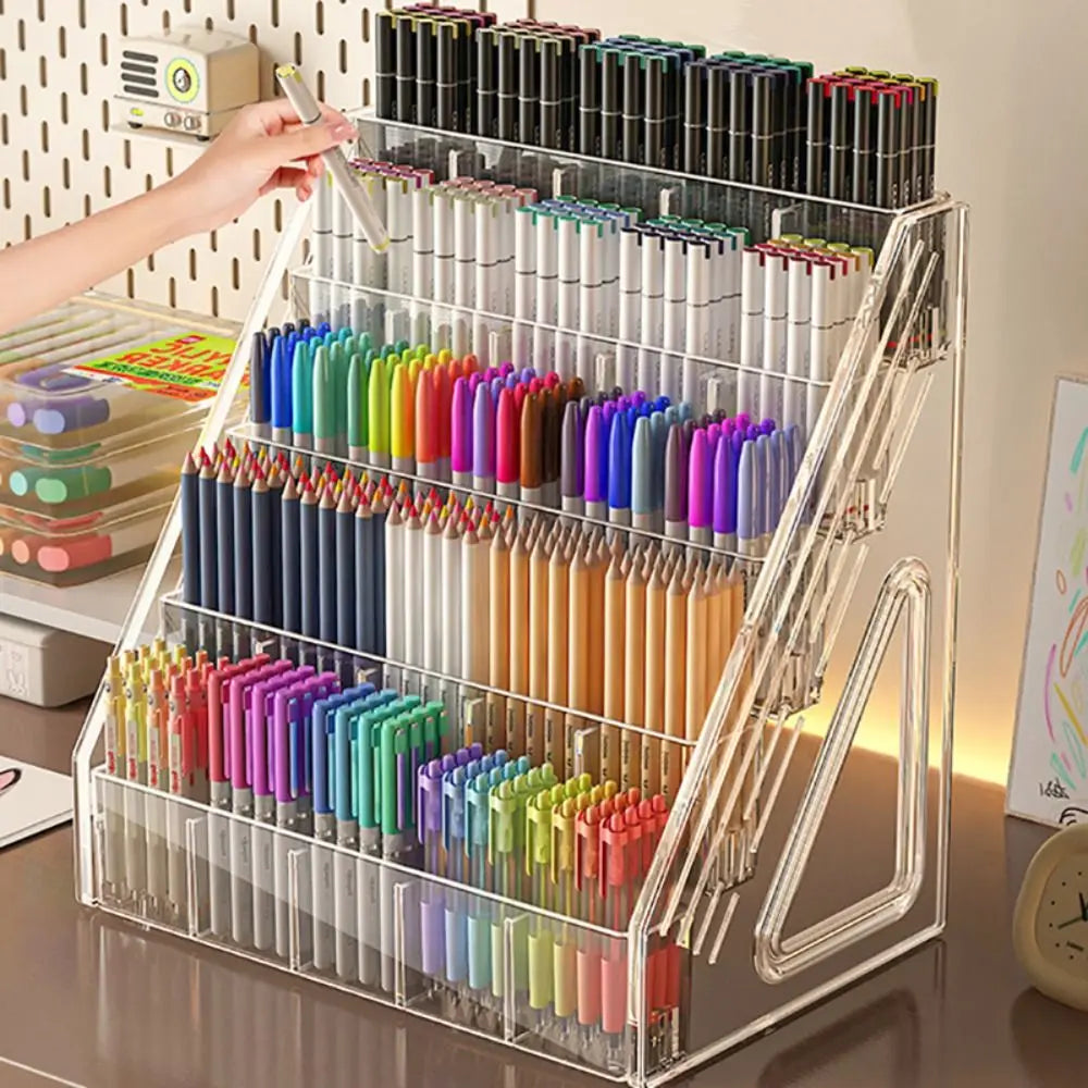 Clear Acrylic Pen Holder – 3/4/5 Layer Desktop Organizer Desktop Pen Organizer HIP