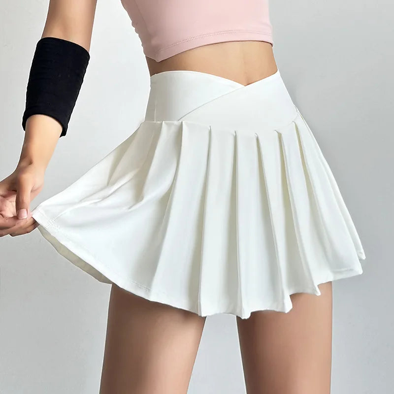 Sports short skirt women summer anti-walk yoga pants running fitness clothes quick dry breathable high waist pleated skirt HIP