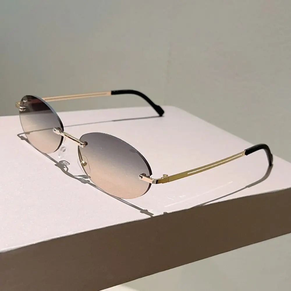 Rimless Oval Sunglasses Gradient UV400 Lens – Women & Men Oval Sunglasses HIP