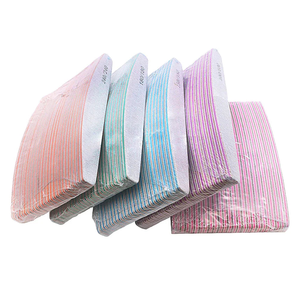 Professional Half Moon Nail Files 80–240 Grit | Manicure Set Nail File Set HIP