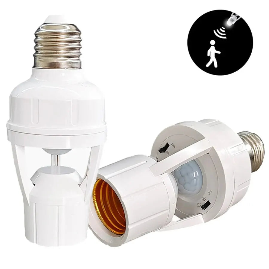 E27 Bulb Socket Adapter With PIR Motion Sensor Light Switch 100-240V E27 Lamp Base Light Lamp Holder Converter Motion Detector HIP