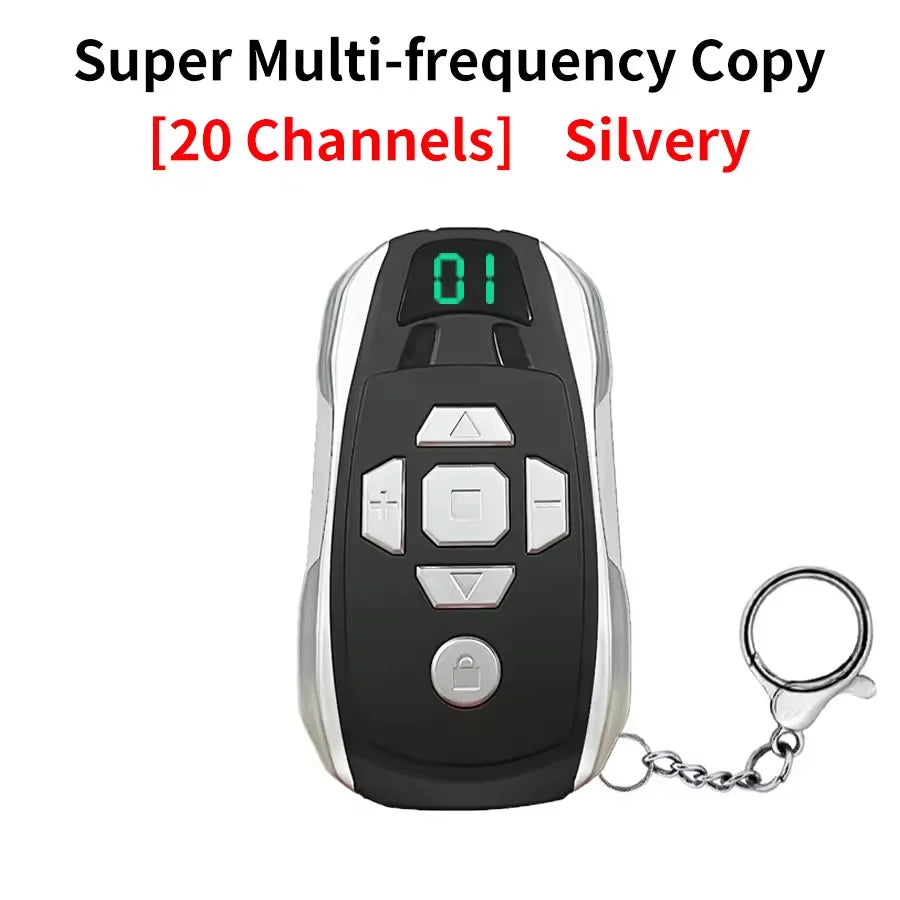 20-Channel Rechargeable Key Duplicator For Universal Garage Door Remote Control Gate Controller Clone 300-915Mhz Multi-frequency HIP Silver