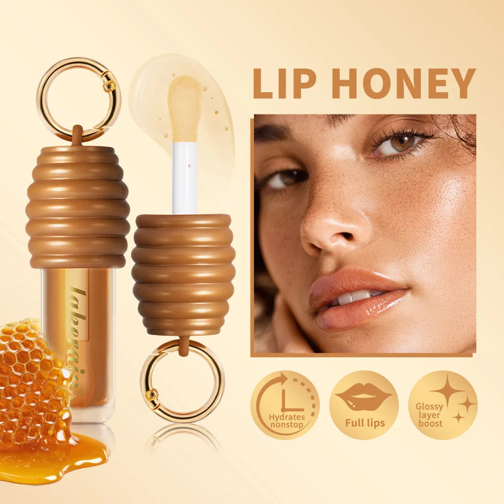 Lip Honey Lip Oil Lip Plumper Hydration Long Lasting Moisturizing Smooth Nourishing Non Sticky Bag Clip Ring Cosmetics Lip Balm HIP