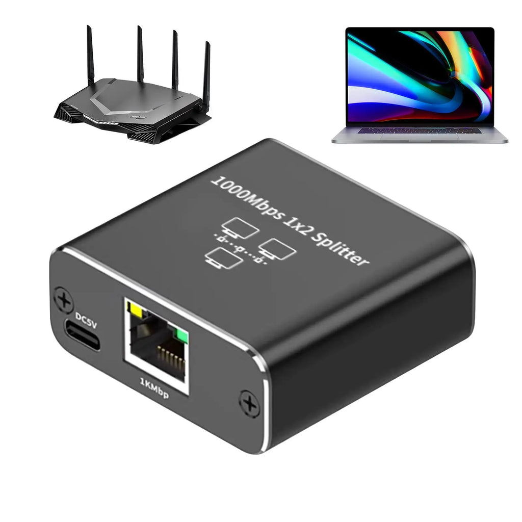 1000Mbps RJ45 Ethernet Splitter – 1 to 4 LAN Network Adapter Ethernet Network Splitter HIP