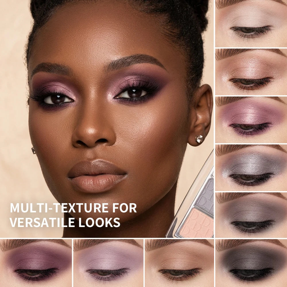 9 Shade Eyeshadow Palette Black Swan Smoky with 3 Brushes Waterproof Matte Highlighter for Halloween Eye Makeup HIP