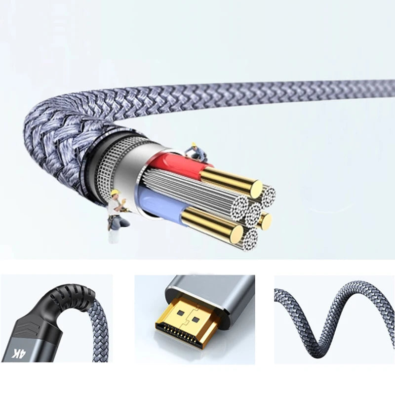 HDMI Male to Female Adapter Cable 4K Gold Plated Braided HDMI Adapter Cable HIP