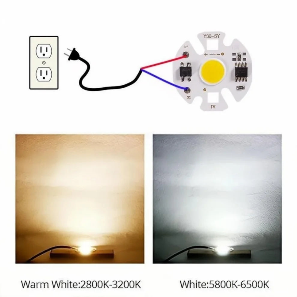 LED COB Chip 3W–12W AC 220V Smart IC No Driver – IP65 DIY LED COB Chip HIP