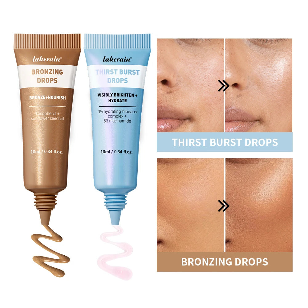 2psc Bronze And Brighten Drops Duo Kit Burst And Bronzing Drops Skincare Set Nourish Visibly Brighten Hydrate Travel Size Bronze HIP