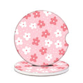 Boho Ceramic Car Cup Holder Coasters White Pink – 2 Pack Car Cup Coasters HIP 1 Other