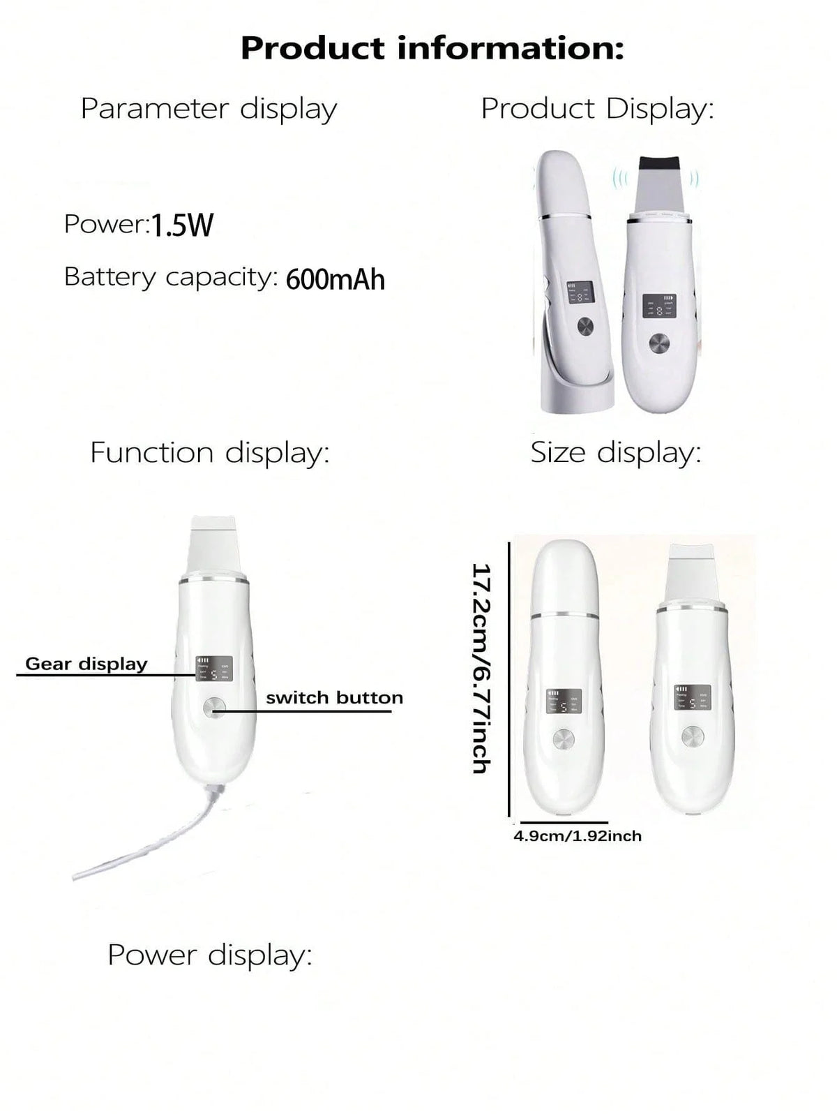 Ultrasonic Face Scrubber Spatula – Deep Pore Cleansing Device Facial Cleansing Device HIP
