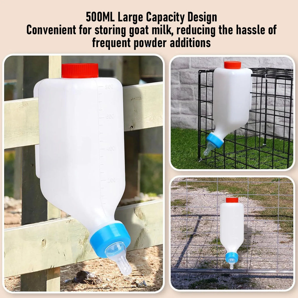 5pcs Lamb Feeding Bottle Thickened Goat Feeder Bottle with Pacifier Hanging Handle for Livestock 500ML Goat Feeding Bottle HIP