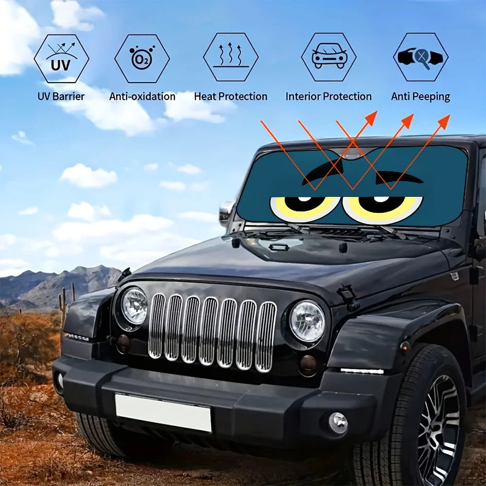Foldable Car Windshield Sunshade – Cartoon Eyeball Pattern Car Windshield Sunshade HIP