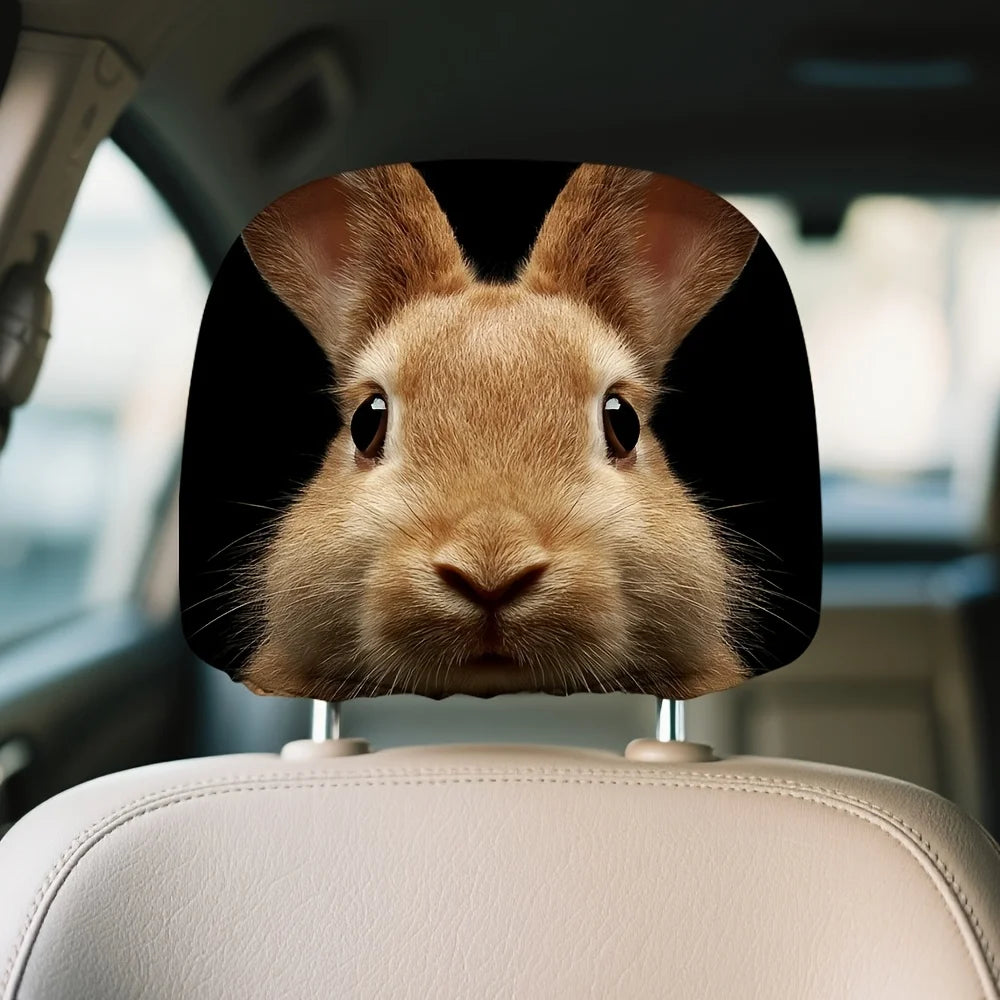 Bunny Print Car Headrest Covers Set of 2 – Polyester Car Headrest Covers HIP