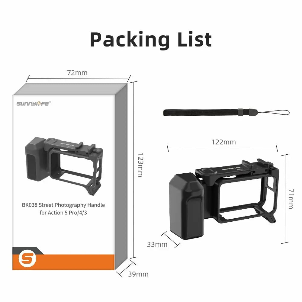 Quick Release Grip Cage for DJI Osmo Action 5 Pro/4/3 Vlog Camera Grip Cage HIP