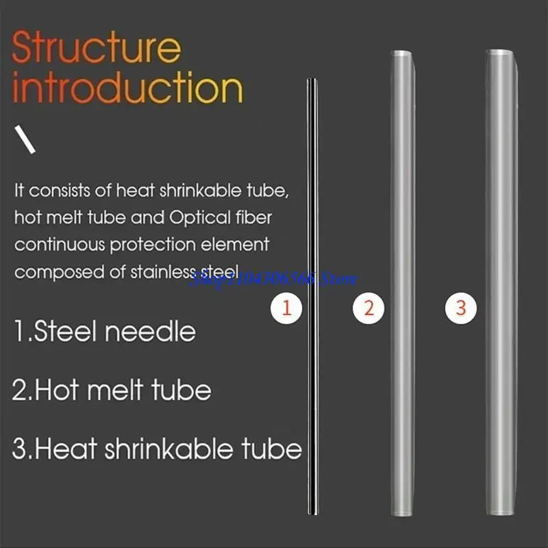 100pcs Fiber Optic Heat Shrink Splice Sleeves 1.3mm PE 45/60mm Fiber Splice Sleeve HIP