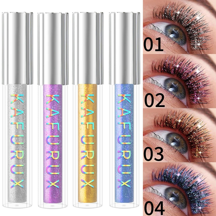 KAFURUX Diamond Glitter Mascara – Shimmer Volume & Curl Glitter Mascara HIP