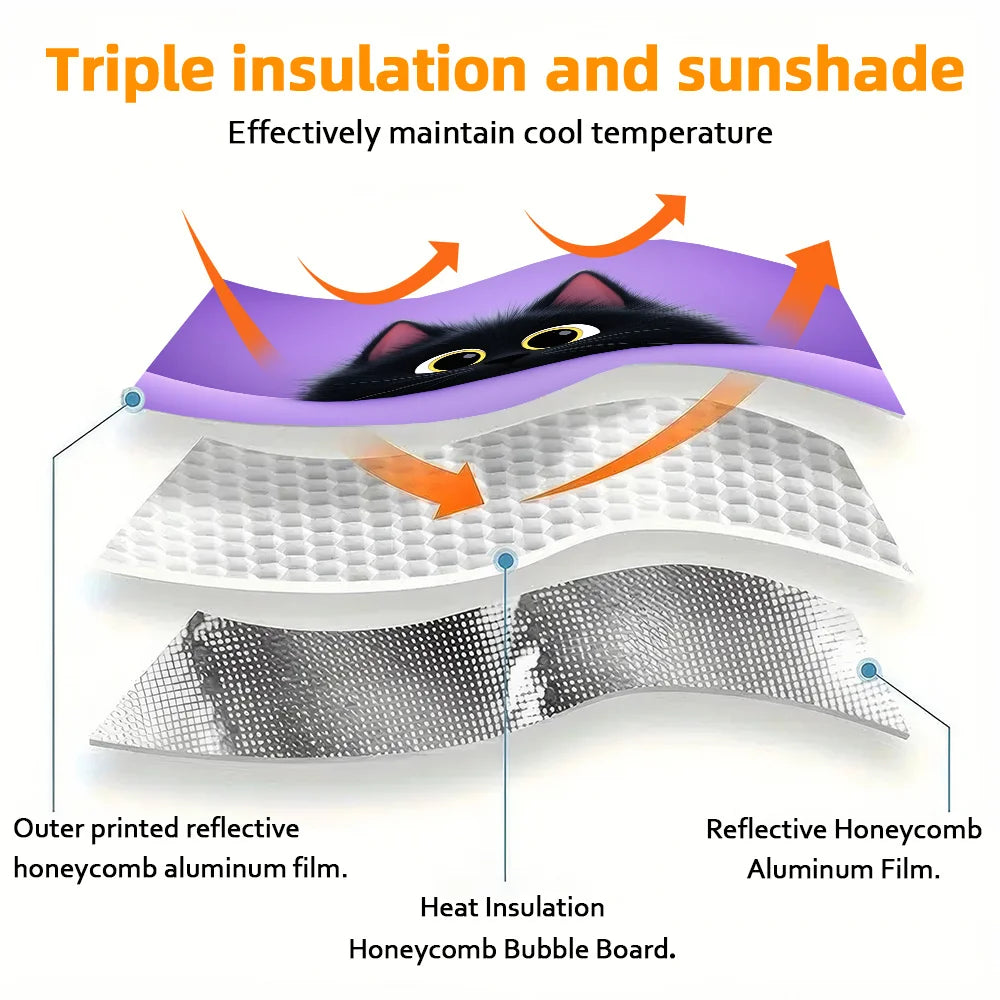 Black Cat Peeking Car Sunshade – UV Protection & Cooling Car Sunshade HIP