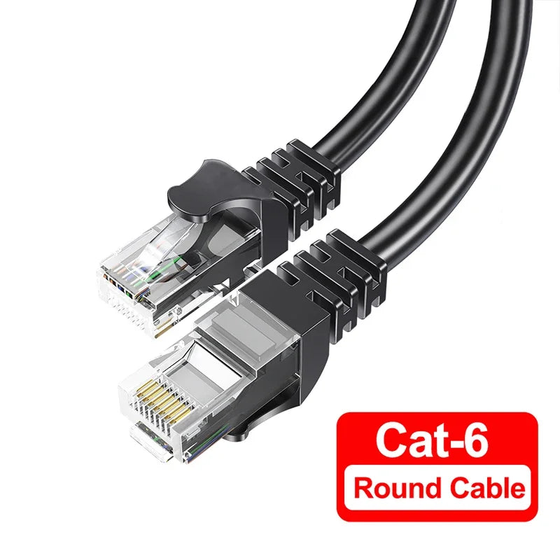 Cat6 Gigabit Ethernet Cable 1000Mbps RJ45 Shielded LAN Cord Ethernet LAN Cable HIP CAT 6 Round Black 0.5M