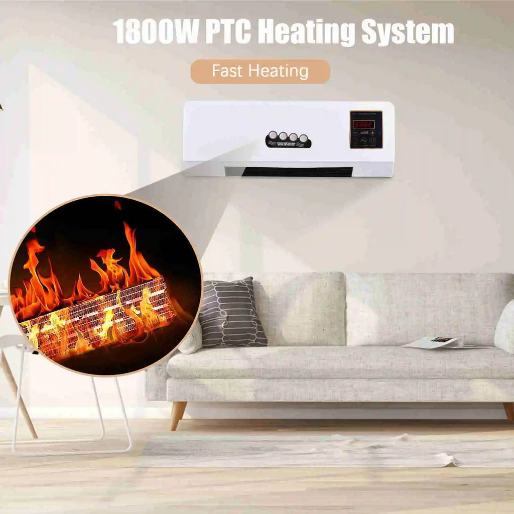 Electric Heater and Fan Heater Fan Combo 2 in 1 Heating Nature Wind Timing Digital Display Wall Mounted Space Heater for Home HIP
