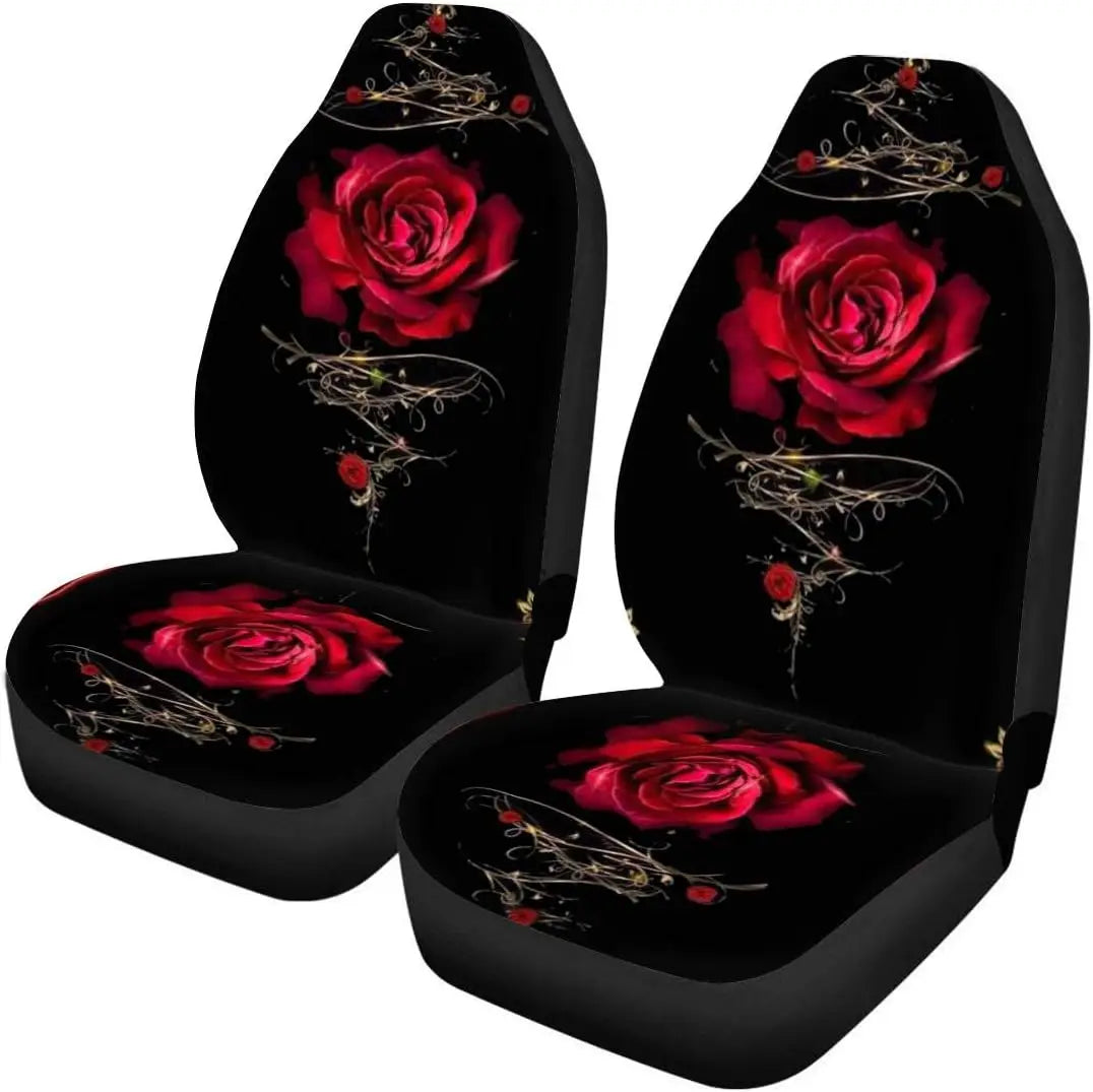 Red Rose Paisley Car Seat Covers – 2-Piece Front Set Car Seat Covers HIP 3