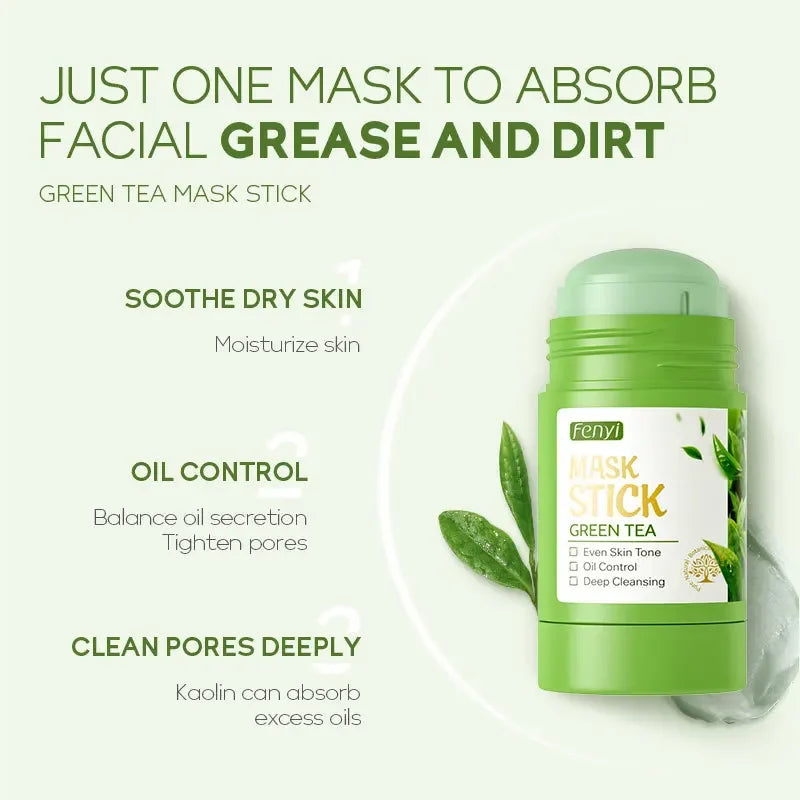 Green Tea Solid Face Mask Stick – Cleanse, Brighten & Hydrate Solid Face Mask Stick HIP