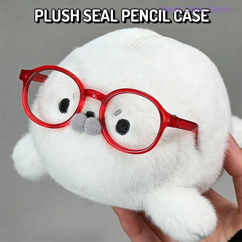 Cute Plush Seal Pencil Case – Large Capacity Stationery Bag Plush Pencil Case HIP